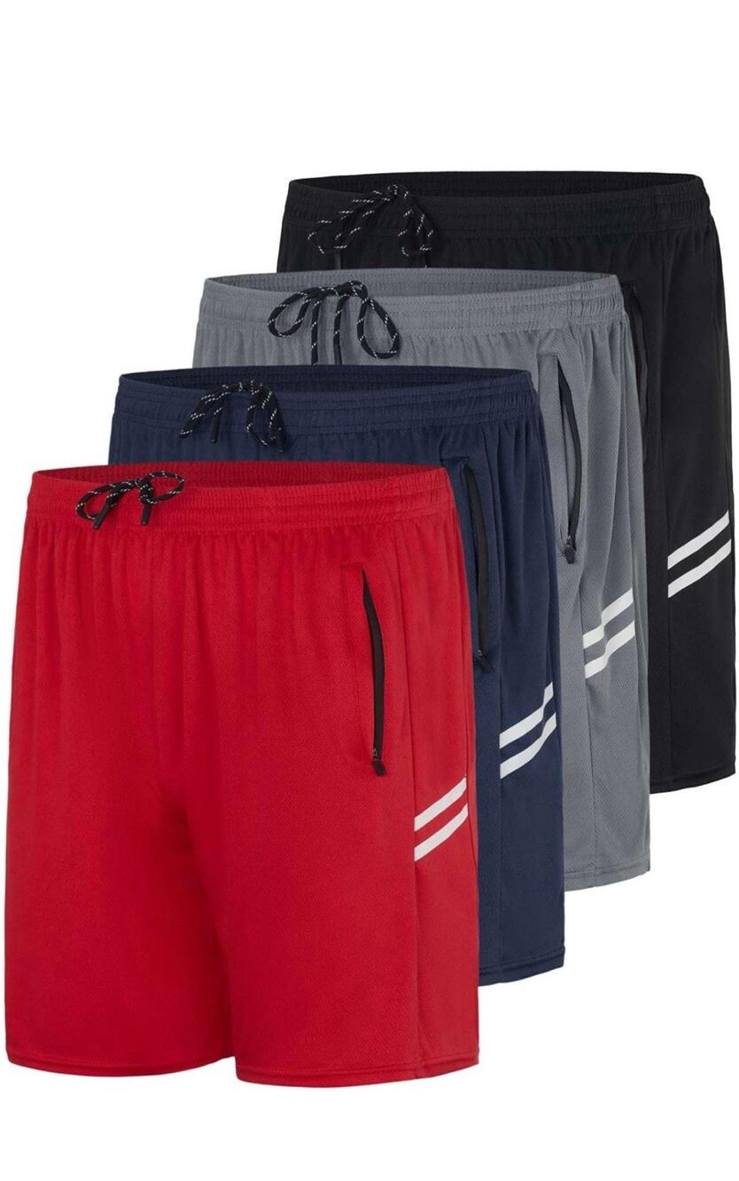 4pach Men's Mesh 7 inches Athletic Zipper Shorts Workout Gym Running Basketball